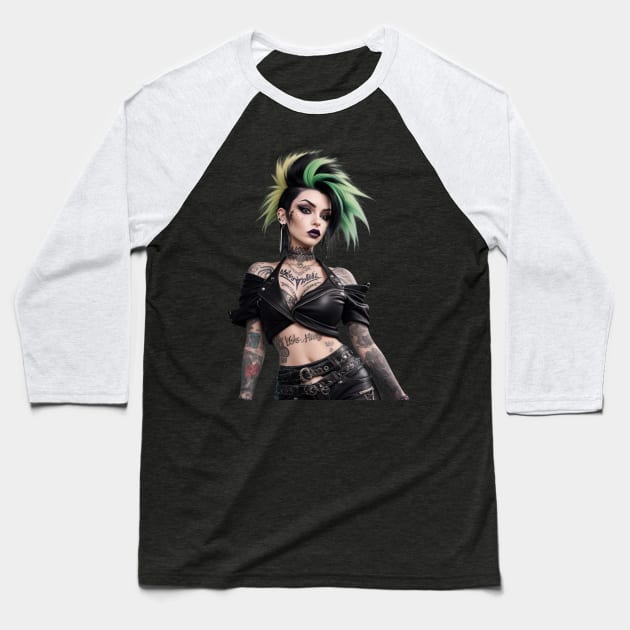 inked girl Baseball T-Shirt by mdr design